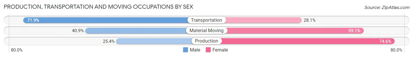 Production, Transportation and Moving Occupations by Sex in Zip Code 22840