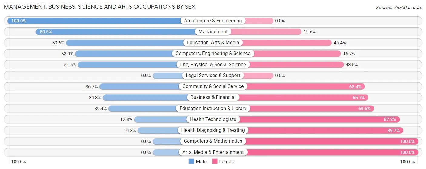 Management, Business, Science and Arts Occupations by Sex in Zip Code 22843