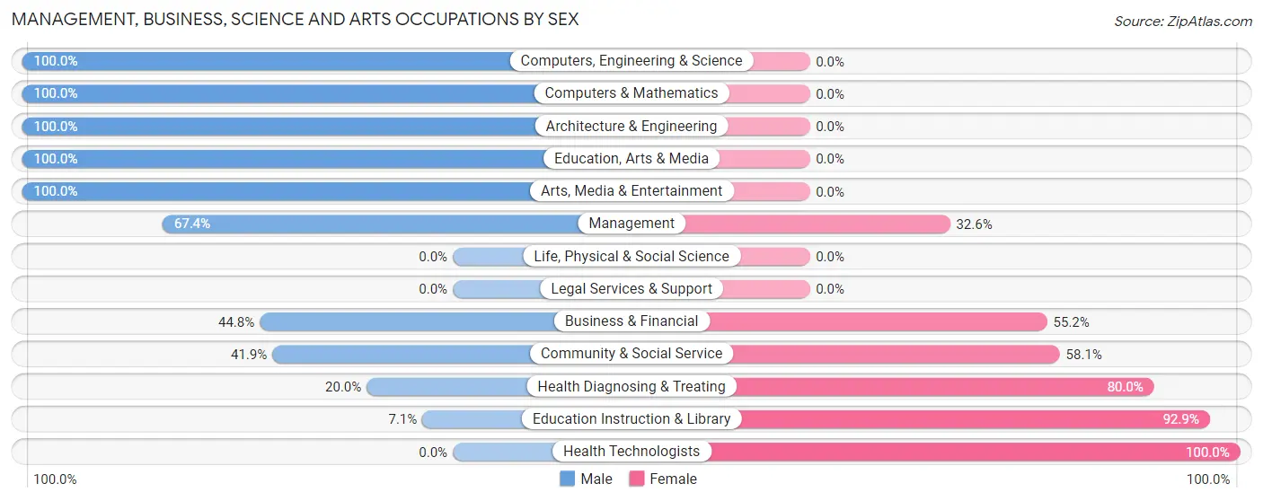 Management, Business, Science and Arts Occupations by Sex in Zip Code 22849