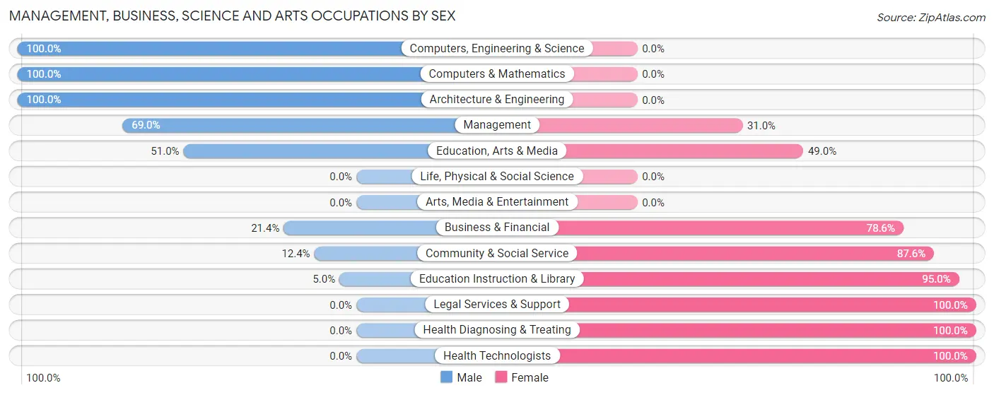 Management, Business, Science and Arts Occupations by Sex in Zip Code 22851