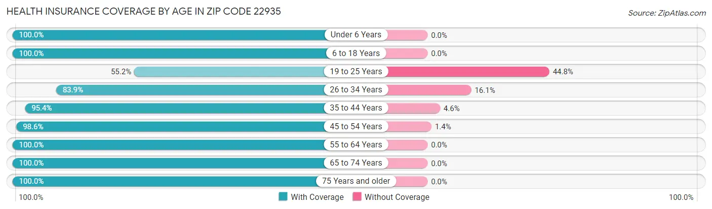 Health Insurance Coverage by Age in Zip Code 22935