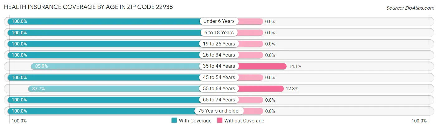 Health Insurance Coverage by Age in Zip Code 22938