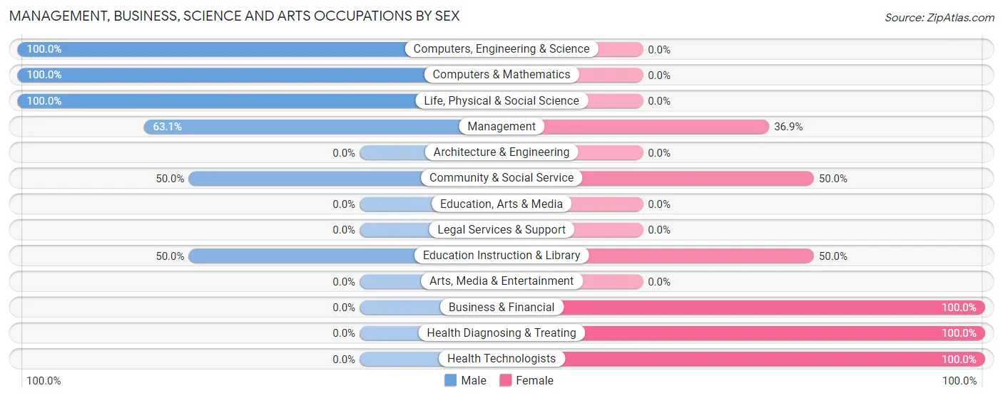 Management, Business, Science and Arts Occupations by Sex in Zip Code 22938