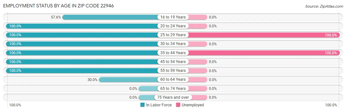 Employment Status by Age in Zip Code 22946
