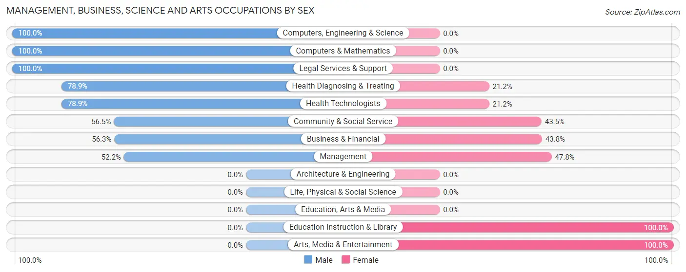 Management, Business, Science and Arts Occupations by Sex in Zip Code 22958