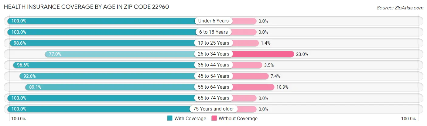 Health Insurance Coverage by Age in Zip Code 22960