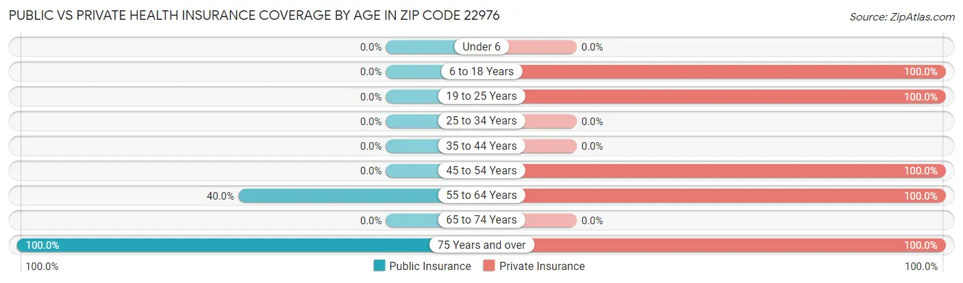 Public vs Private Health Insurance Coverage by Age in Zip Code 22976