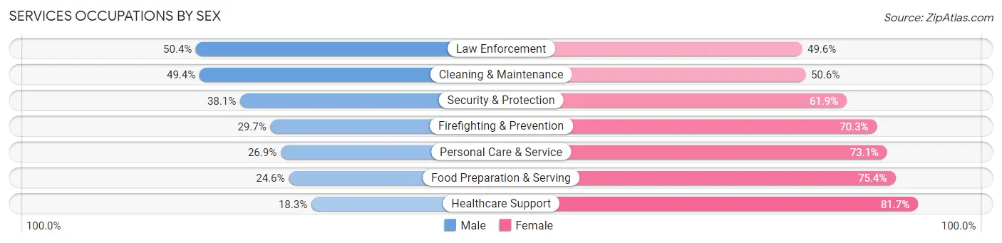 Services Occupations by Sex in Zip Code 22980