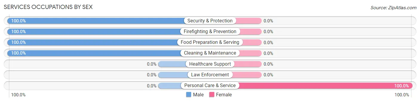 Services Occupations by Sex in Zip Code 23011
