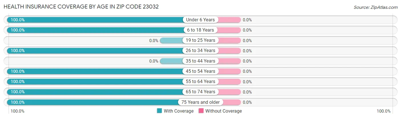 Health Insurance Coverage by Age in Zip Code 23032