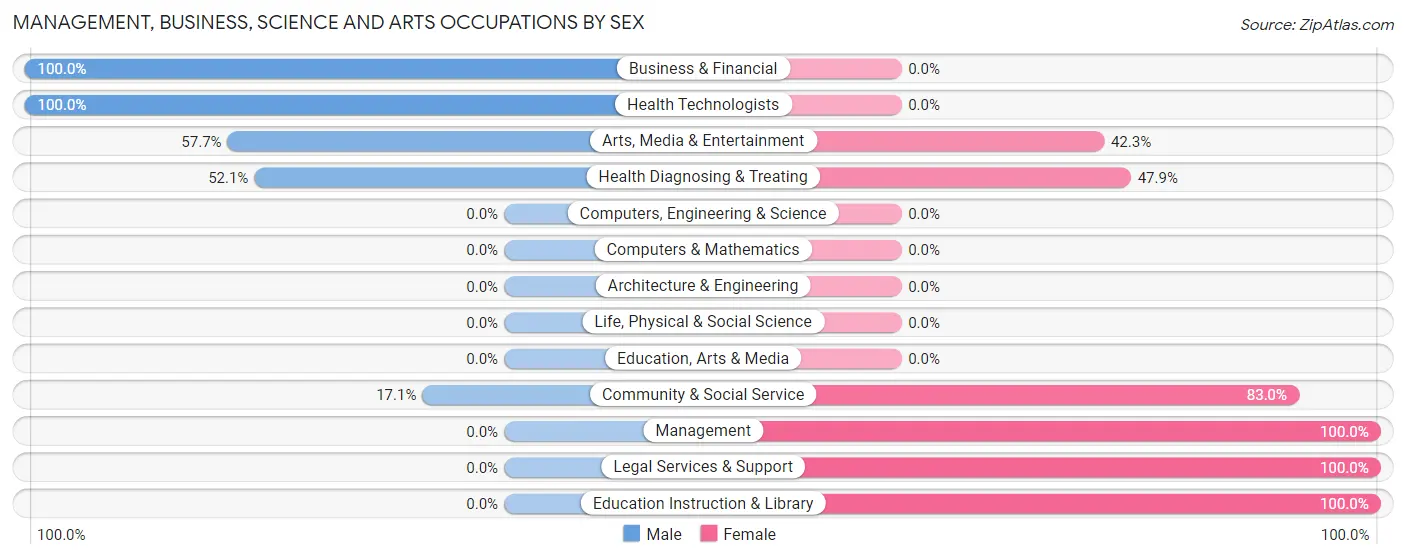Management, Business, Science and Arts Occupations by Sex in Zip Code 23035