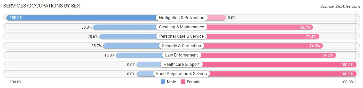 Services Occupations by Sex in Zip Code 23040