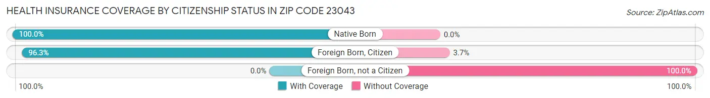 Health Insurance Coverage by Citizenship Status in Zip Code 23043