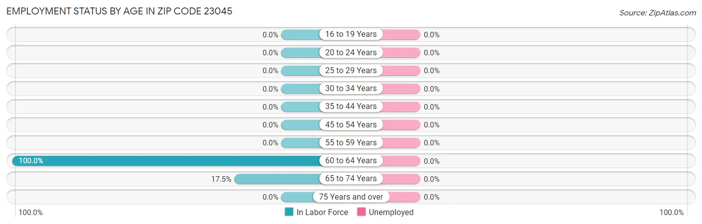 Employment Status by Age in Zip Code 23045