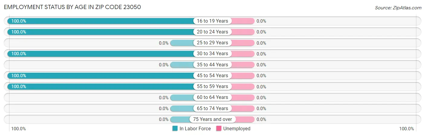 Employment Status by Age in Zip Code 23050