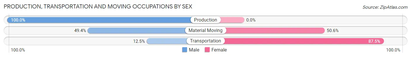 Production, Transportation and Moving Occupations by Sex in Zip Code 23062