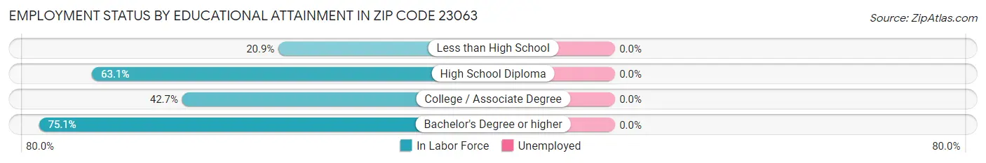 Employment Status by Educational Attainment in Zip Code 23063