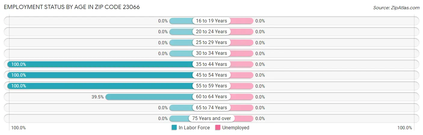 Employment Status by Age in Zip Code 23066