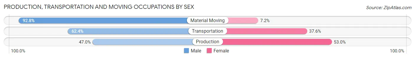 Production, Transportation and Moving Occupations by Sex in Zip Code 23075