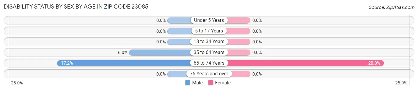 Disability Status by Sex by Age in Zip Code 23085