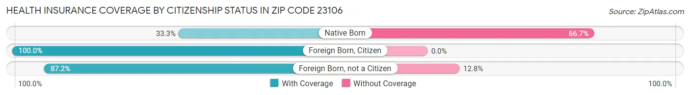 Health Insurance Coverage by Citizenship Status in Zip Code 23106
