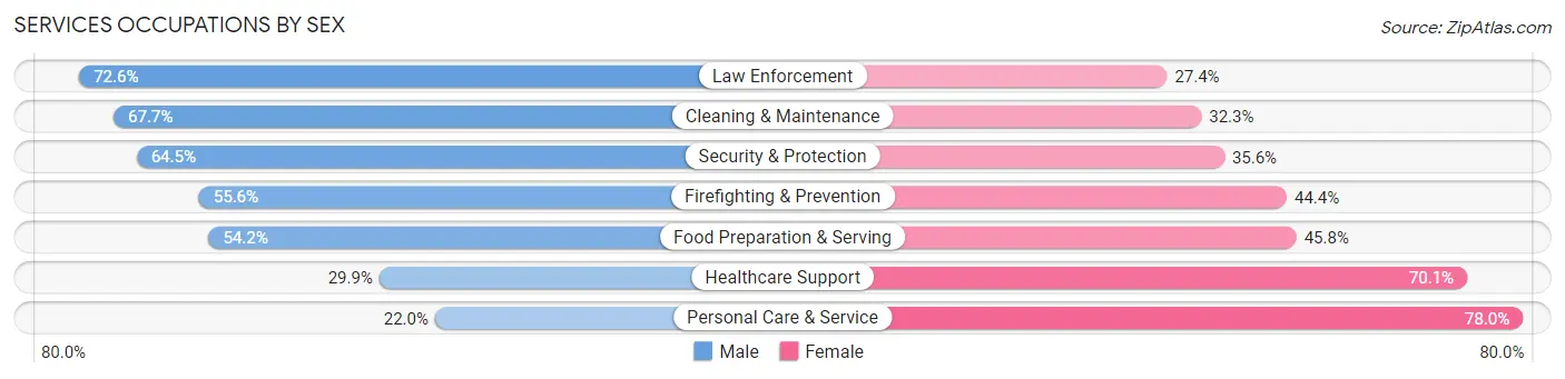 Services Occupations by Sex in Zip Code 23113