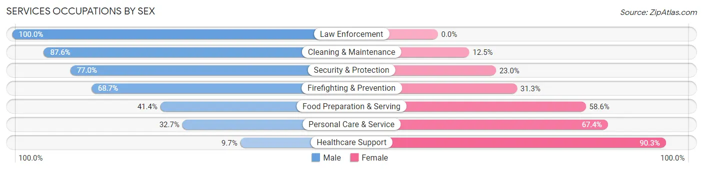 Services Occupations by Sex in Zip Code 23116