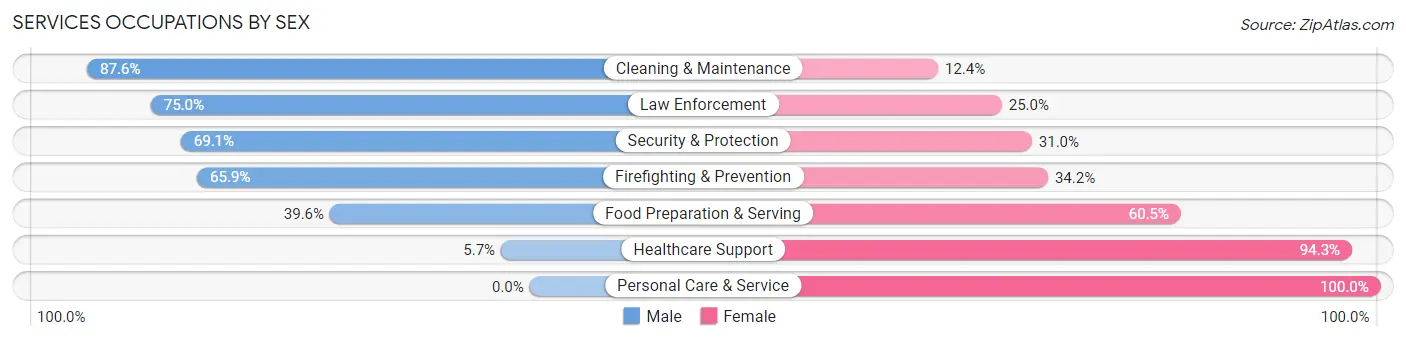 Services Occupations by Sex in Zip Code 23117