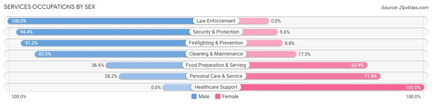 Services Occupations by Sex in Zip Code 23120