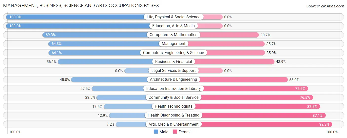 Management, Business, Science and Arts Occupations by Sex in Zip Code 23141