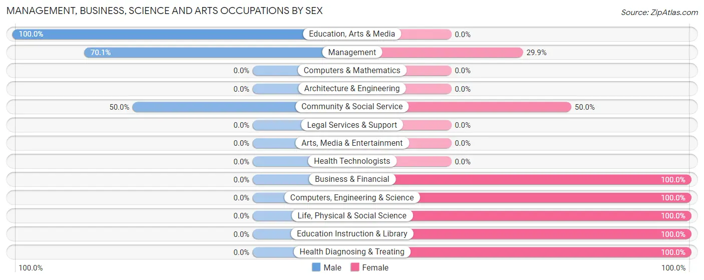 Management, Business, Science and Arts Occupations by Sex in Zip Code 23156