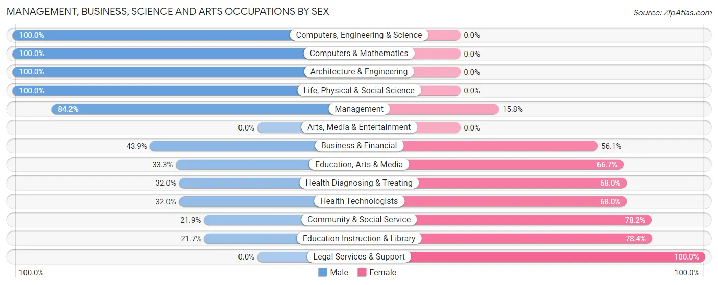 Management, Business, Science and Arts Occupations by Sex in Zip Code 23175