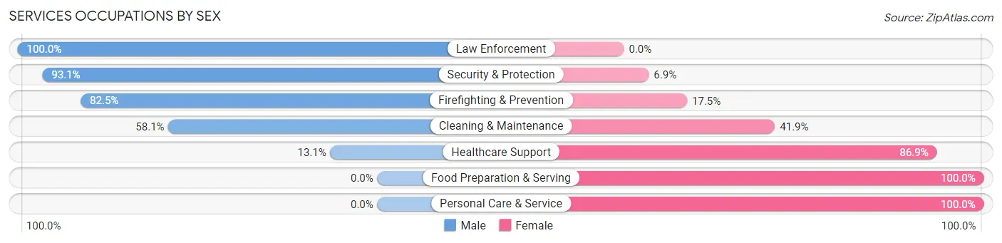 Services Occupations by Sex in Zip Code 23192