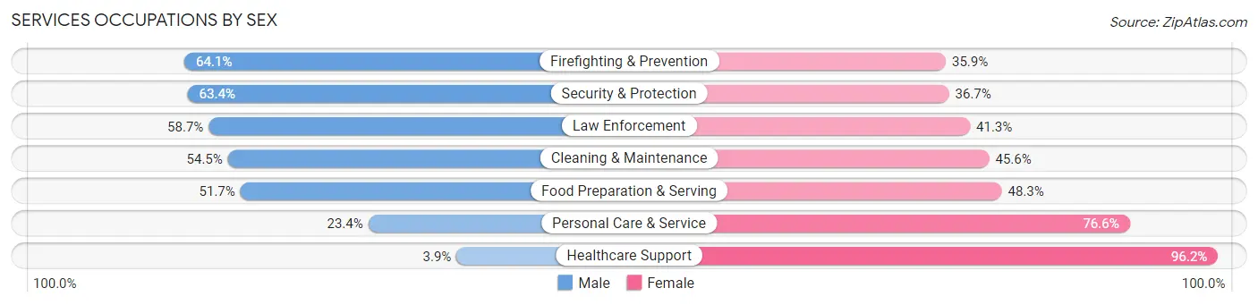 Services Occupations by Sex in Zip Code 23224