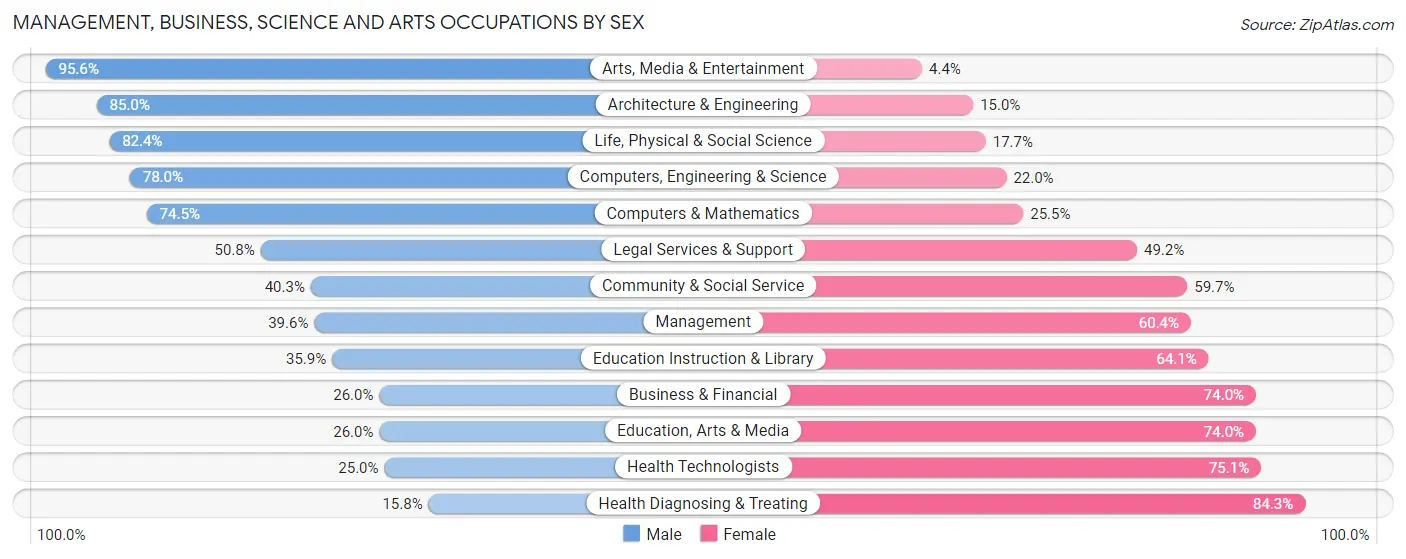 Management, Business, Science and Arts Occupations by Sex in Zip Code 23234