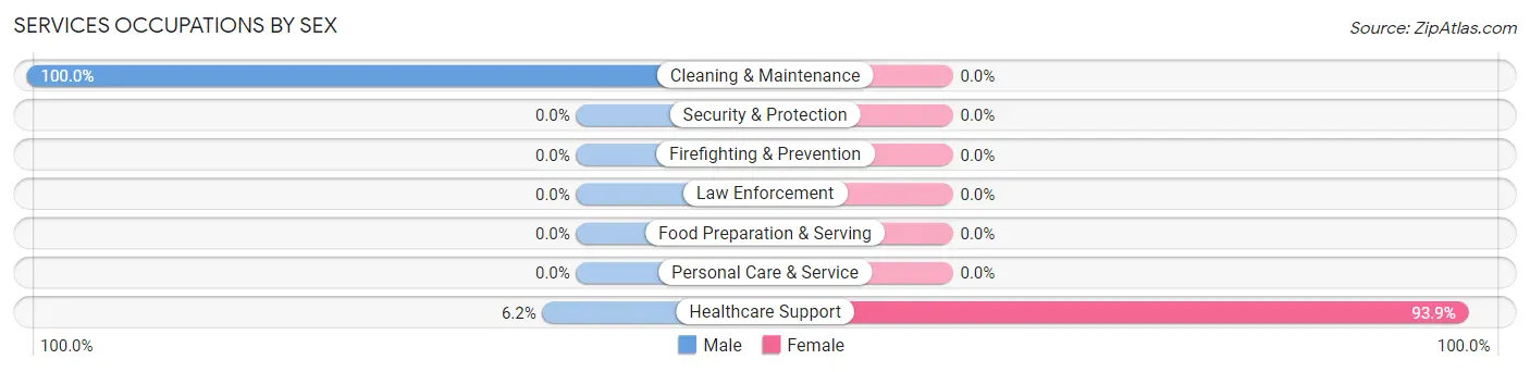 Services Occupations by Sex in Zip Code 23307
