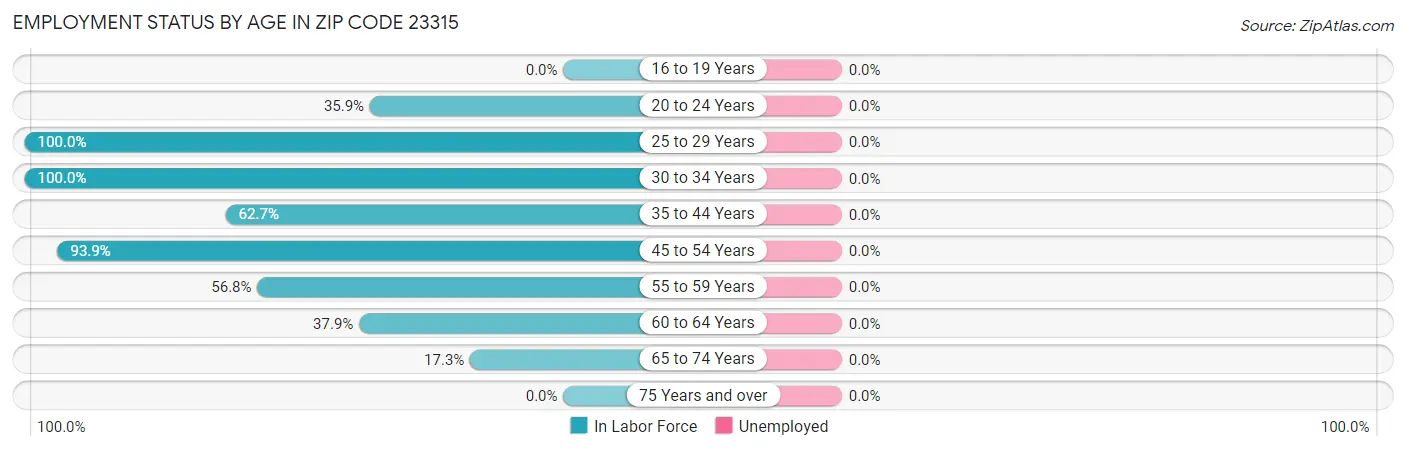 Employment Status by Age in Zip Code 23315