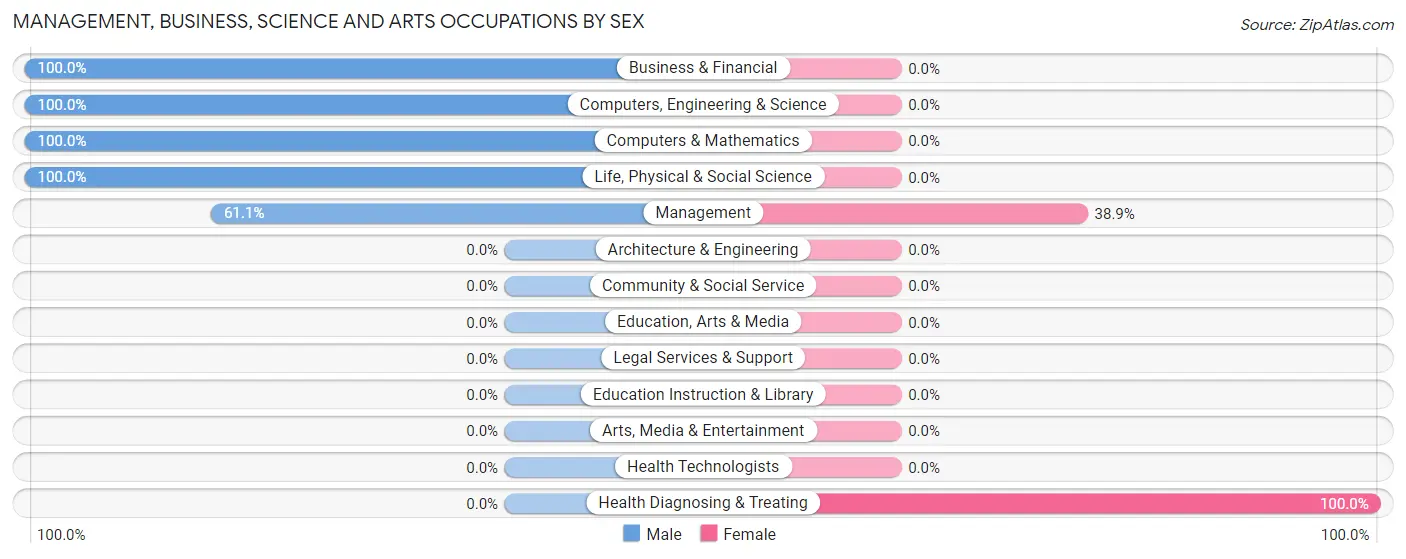 Management, Business, Science and Arts Occupations by Sex in Zip Code 23359