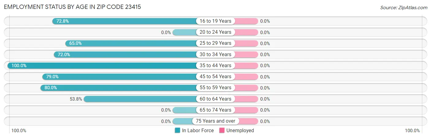 Employment Status by Age in Zip Code 23415