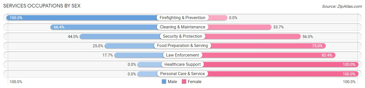 Services Occupations by Sex in Zip Code 23417