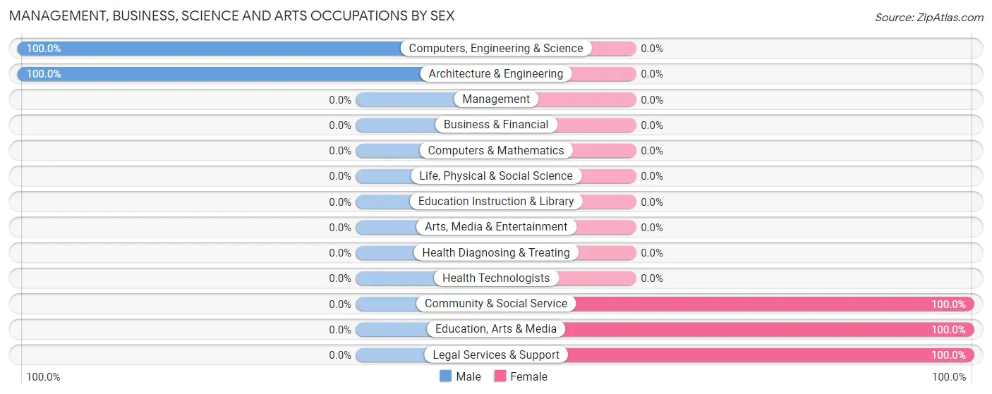 Management, Business, Science and Arts Occupations by Sex in Zip Code 23423