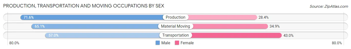 Production, Transportation and Moving Occupations by Sex in Zip Code 23430