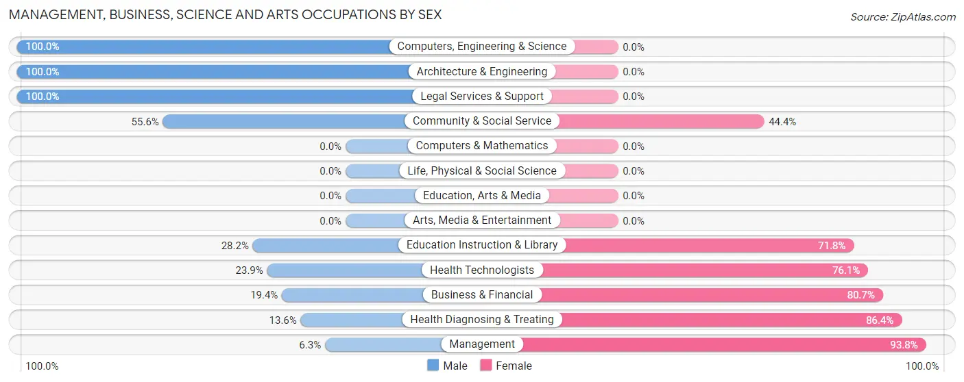 Management, Business, Science and Arts Occupations by Sex in Zip Code 23432
