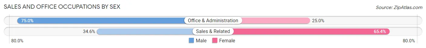 Sales and Office Occupations by Sex in Zip Code 23432