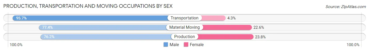 Production, Transportation and Moving Occupations by Sex in Zip Code 23435