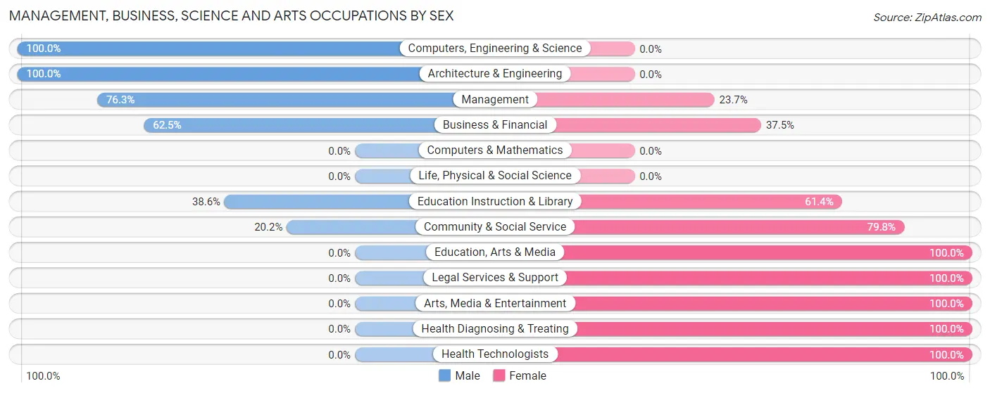 Management, Business, Science and Arts Occupations by Sex in Zip Code 23438