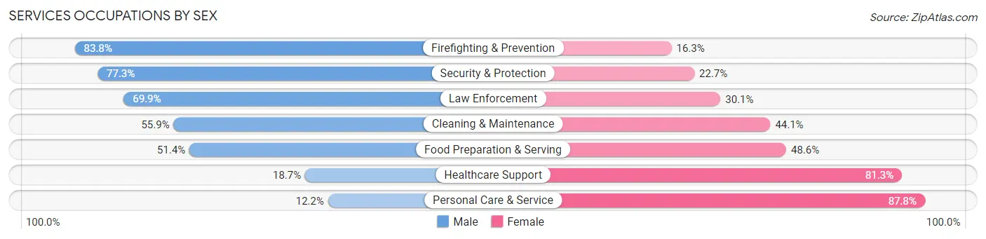 Services Occupations by Sex in Zip Code 23454