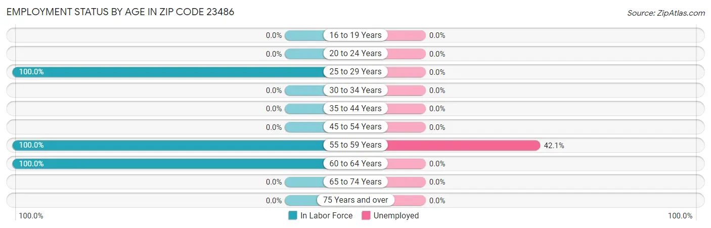 Employment Status by Age in Zip Code 23486