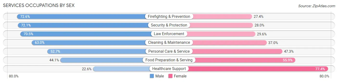 Services Occupations by Sex in Zip Code 23513
