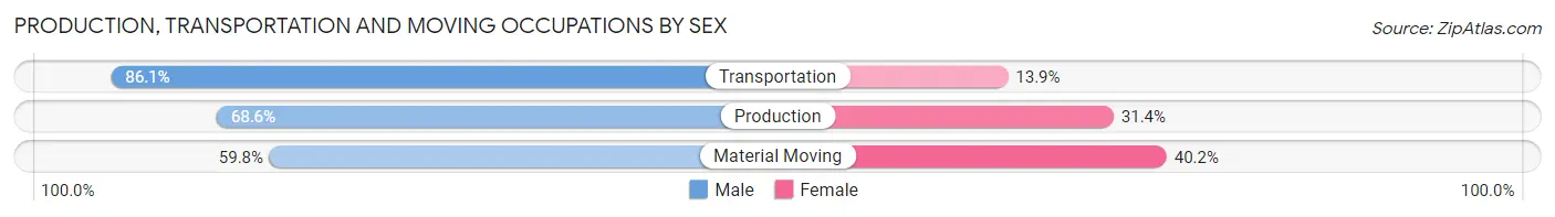 Production, Transportation and Moving Occupations by Sex in Zip Code 23602